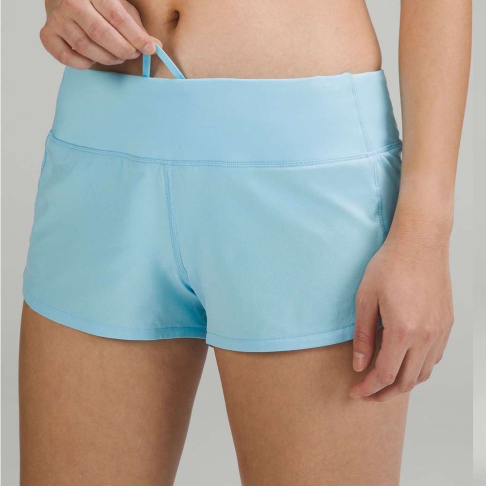 Lululemon speed up shorts, blue chill